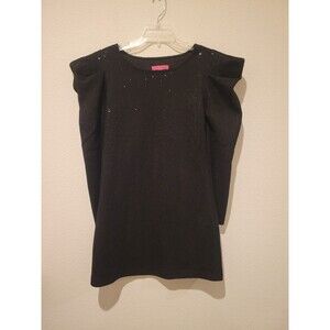 NWOT Betsey Johnson Power Shoulder Long Sleeve Sheath Mini Dress Black Sequins